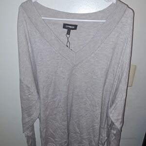 Express Light Gray V-Neck Hoodie